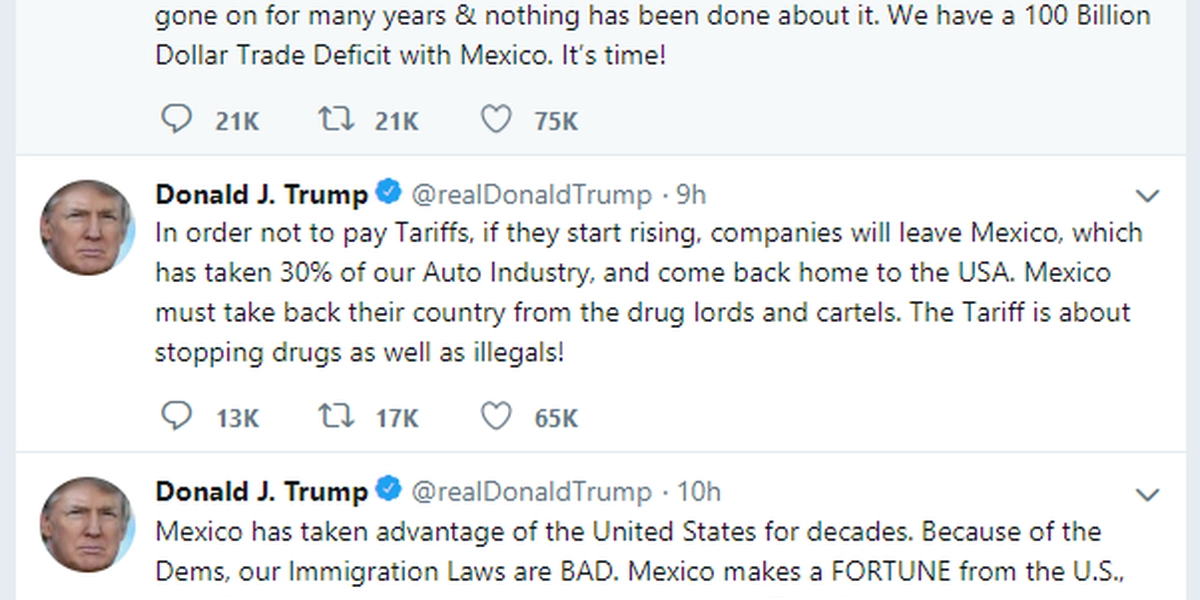 Trump propone implementar nuevas tarifas en productos Mexicanos