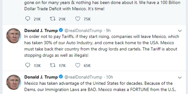 Trump propone implementar nuevas tarifas en productos Mexicanos